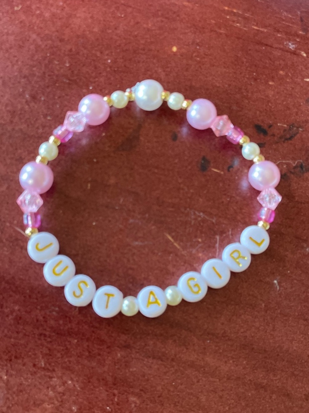 Just A Girl Pink Pearl Beaded Bracelet